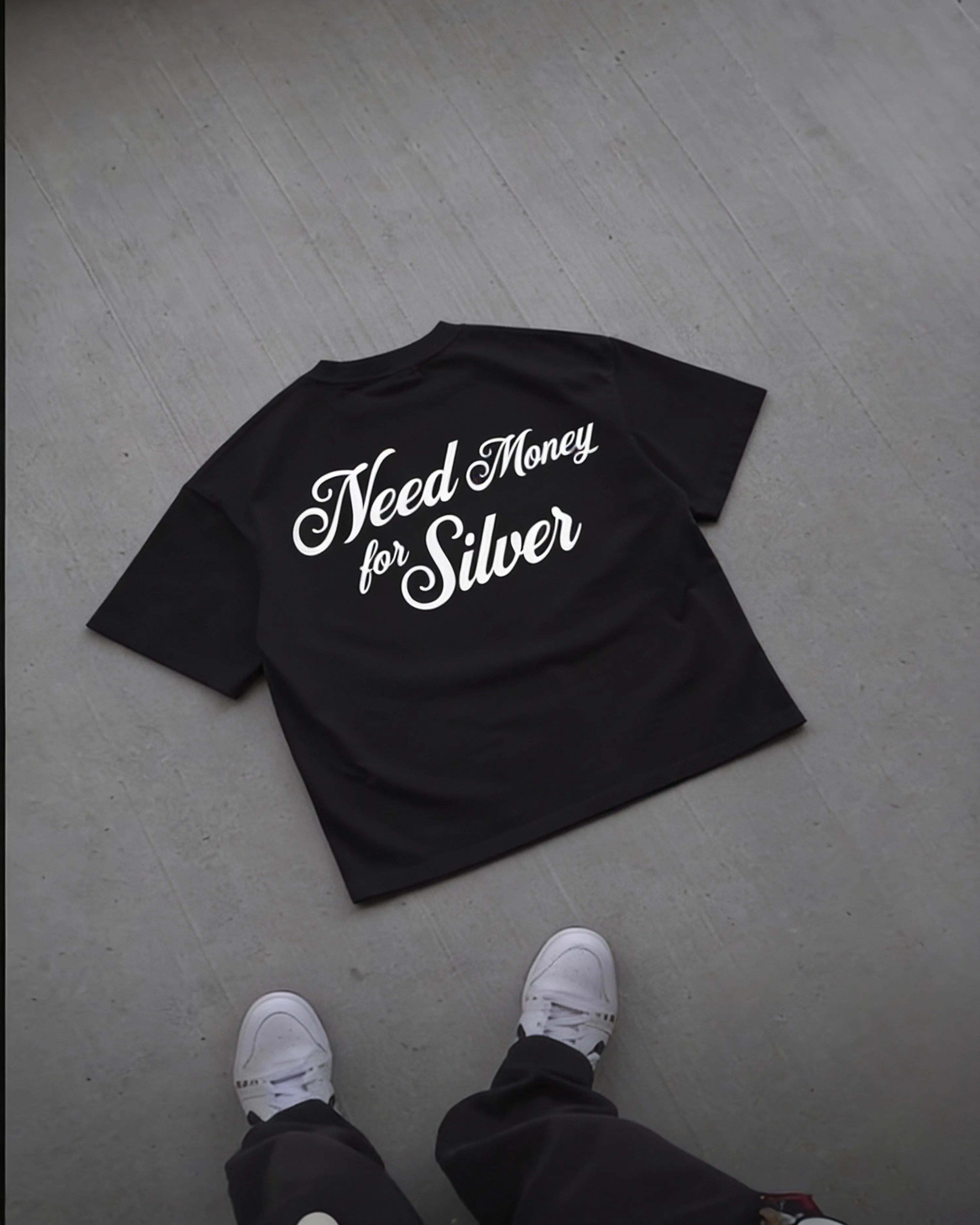 Need Money for Silver Oversized T-shirt