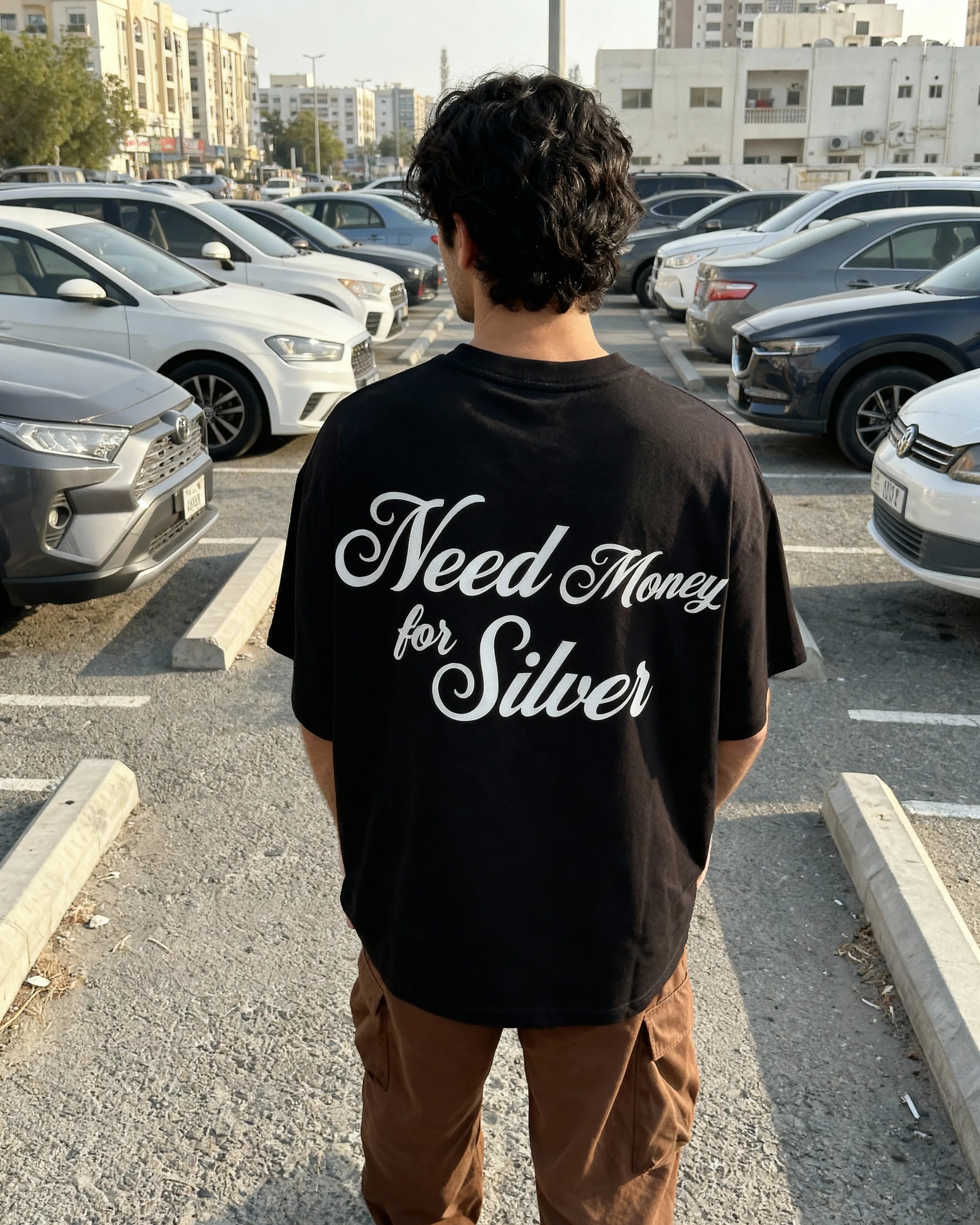 Need Money for Silver Oversized T-shirt
