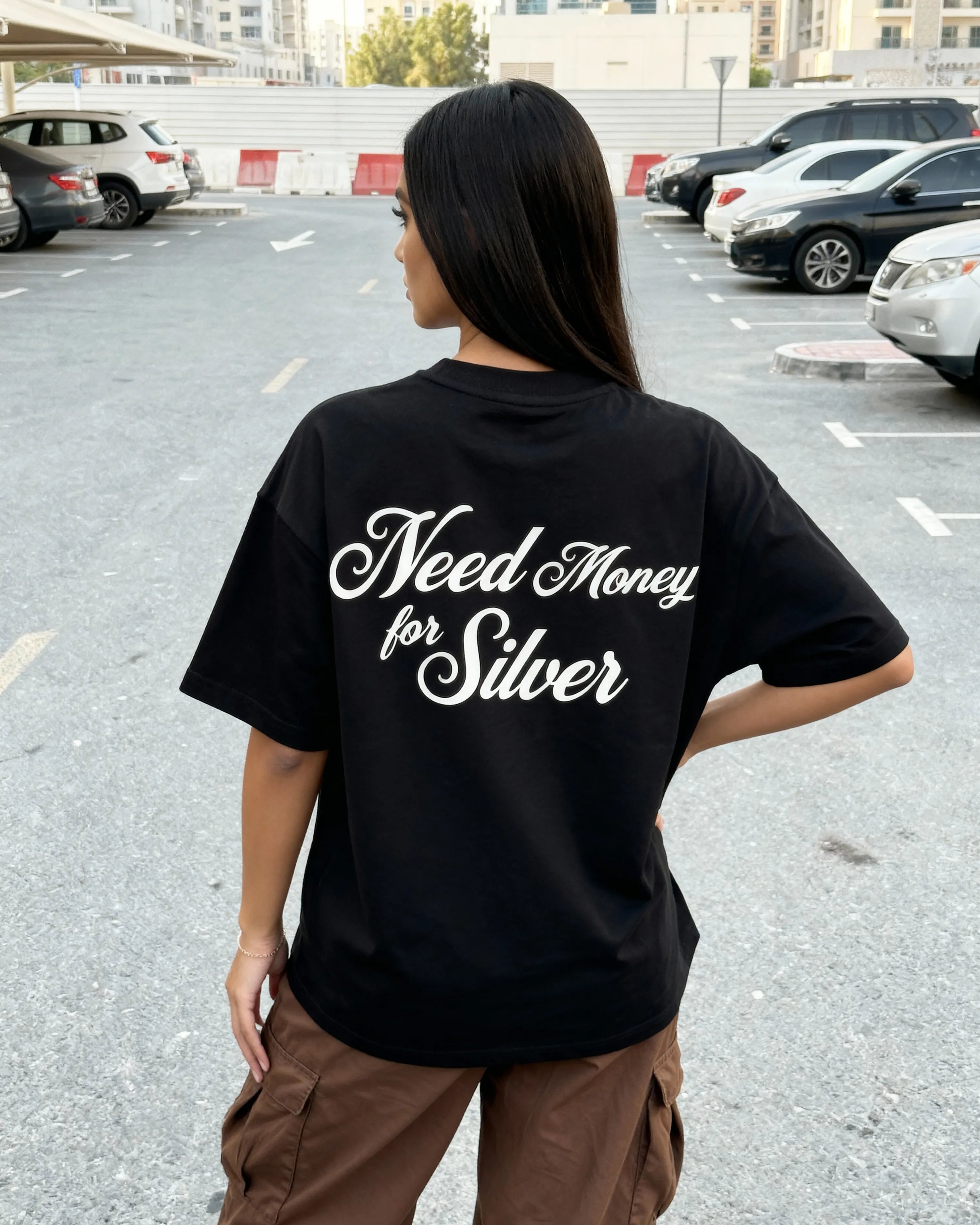 Need Money for Silver Oversized T-shirt